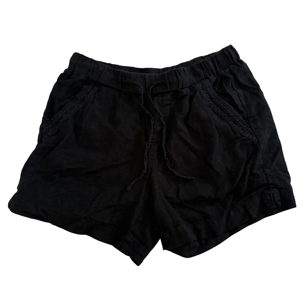 Briggs Womens Black Linen Blend High Rise Shorts S Coastal Vacation Beach Resort